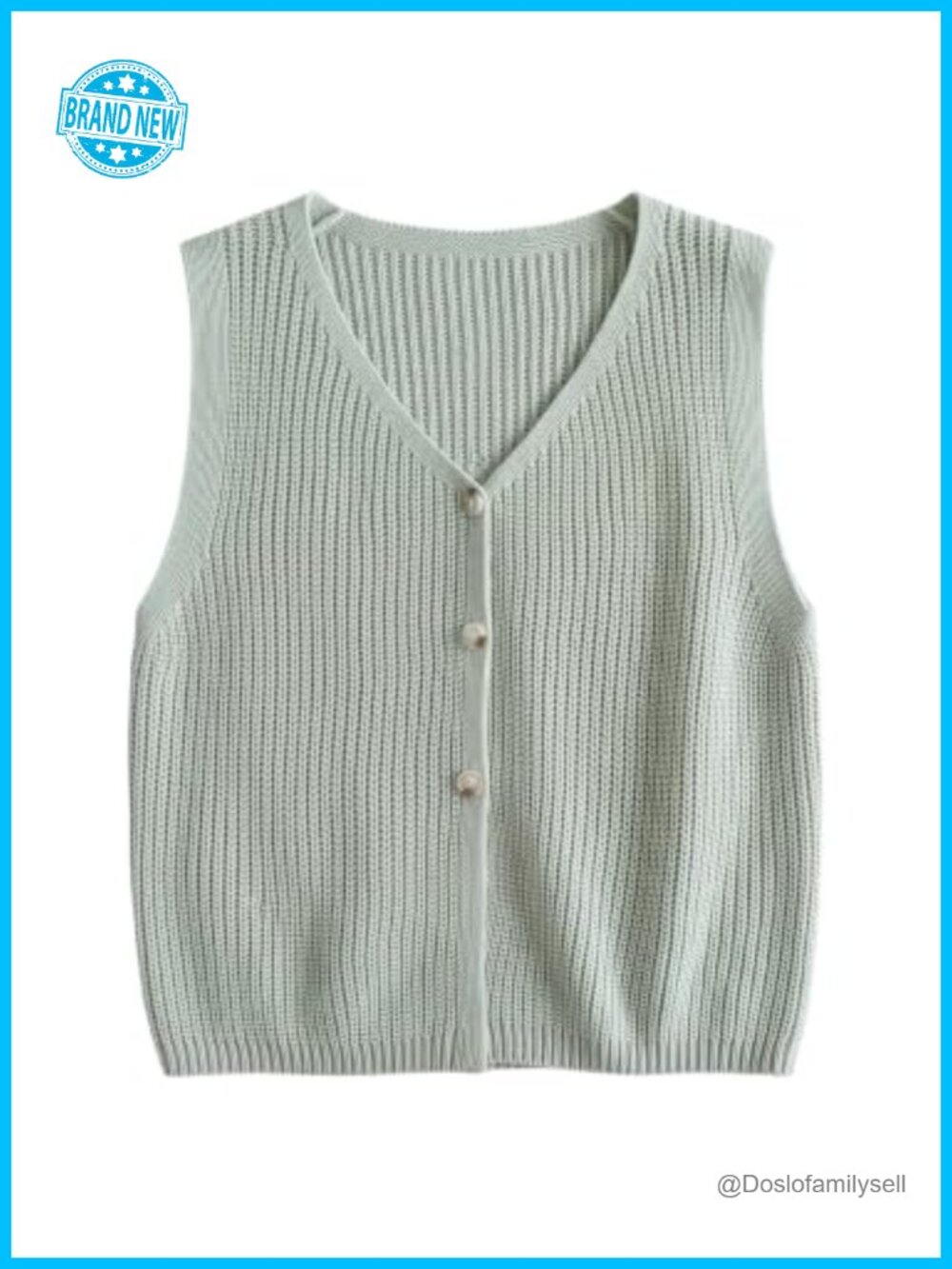 Sleeveless Button Up Knit Sweater Vest V Neck Loose Cardigan